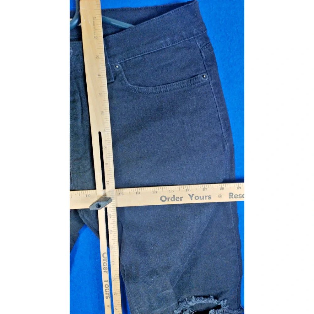 Golden Black Skinny Jeans Women Size 30 Yellow Floral Rose Embroidery Zipper - Picture 9 of 13